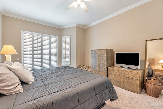 3756 Bengal Rd, Gulf Breeze, FL 32563 - bedroom featuring ornamental molding, carpet, and a ceiling fan