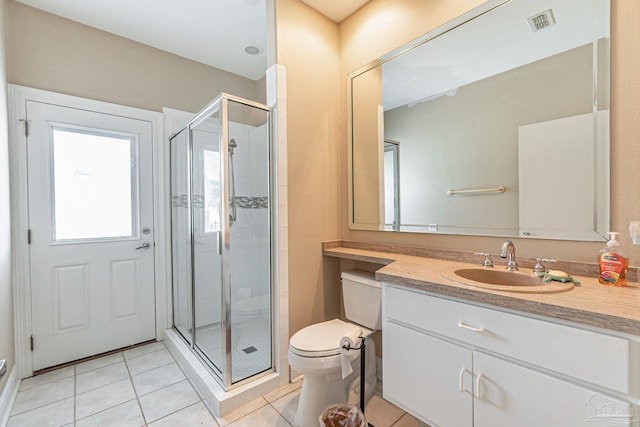 3756 Bengal Rd, Gulf Breeze, FL 32563 - full bathroom featuring tile patterned flooring, vanity, toilet, a shower stall, and visible vents