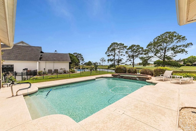 3756 Bengal Rd, Gulf Breeze, FL 32563 - view of swimming pool with fence, a pool with connected hot tub, and a patio area