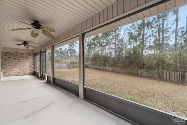 view of unfurnished sunroom