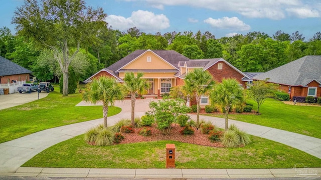 2926 Greystone Dr, Pace, FL 32571 - view of front facade featuring curved driveway and a front yard