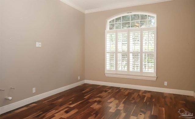 4436 Soundside Dr, Gulf Breeze, FL 32563 - empty room with baseboards, plenty of natural light, ornamental molding, and dark wood-style flooring
