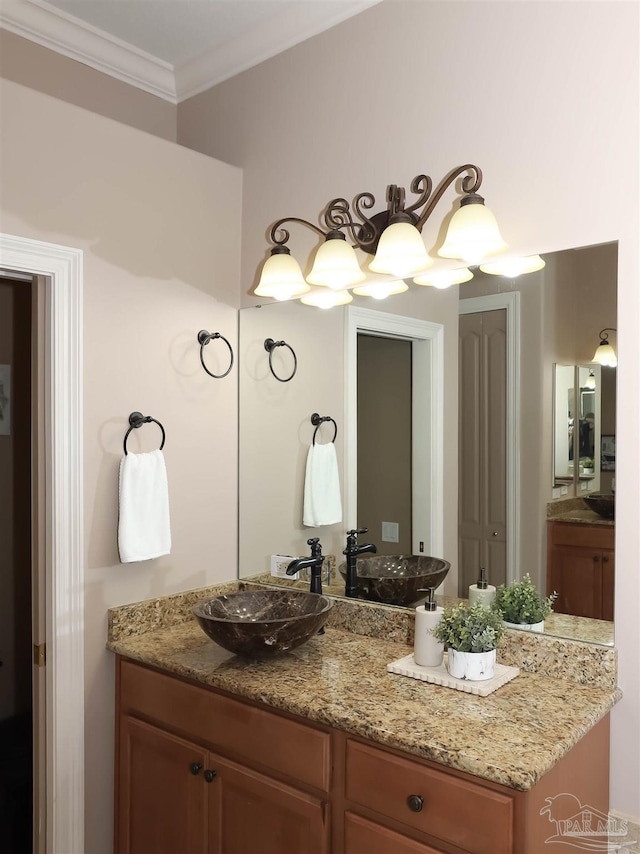 4436 Soundside Dr, Gulf Breeze, FL 32563 - bathroom featuring vanity and ornamental molding