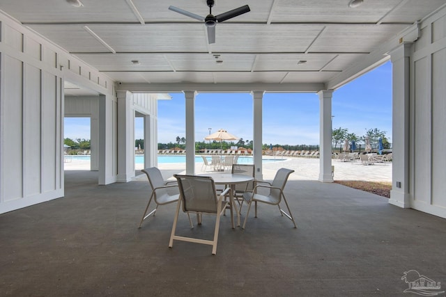 4680 Eider Rd, Pace, FL 32571 - view of patio / terrace with ceiling fan and a community pool