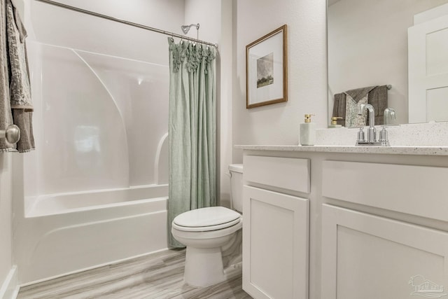 4680 Eider Rd, Pace, FL 32571 - bathroom with shower / bath combo with shower curtain, vanity, and wood finished floors