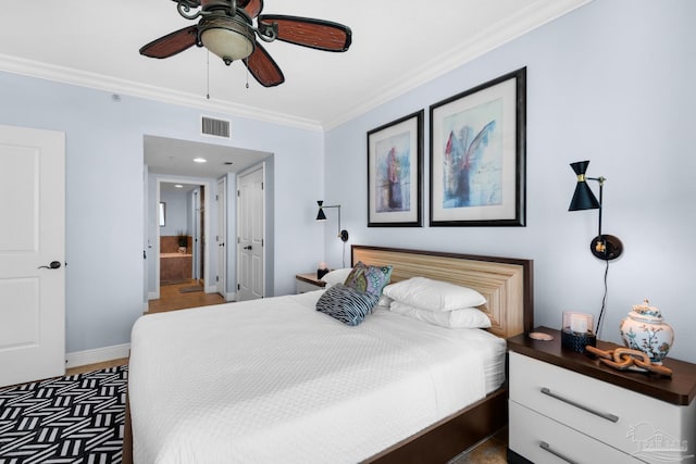 5 Portofino Dr Unit 703, Pensacola Beach, FL 32561 - bedroom with ornamental molding and ceiling fan