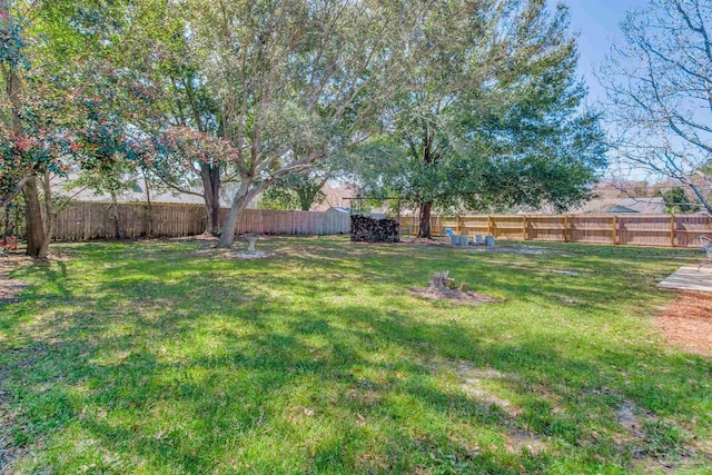 view of yard featuring a fenced backyard