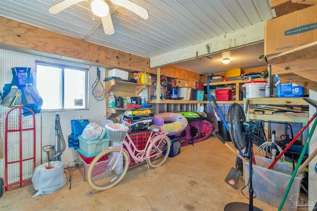 storage featuring ceiling fan