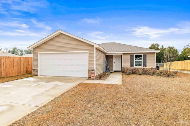 single story home with a garage