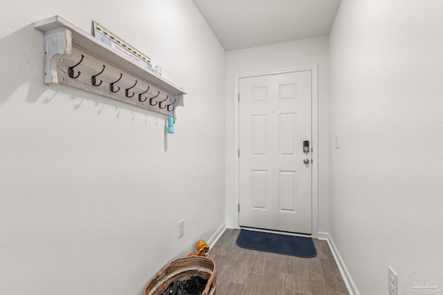 doorway to outside featuring hardwood / wood-style flooring