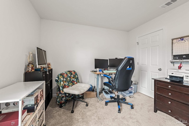 office space featuring light colored carpet