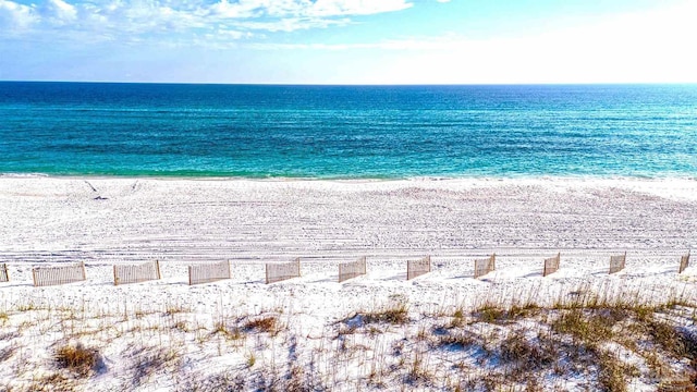 property view of water with a beach view