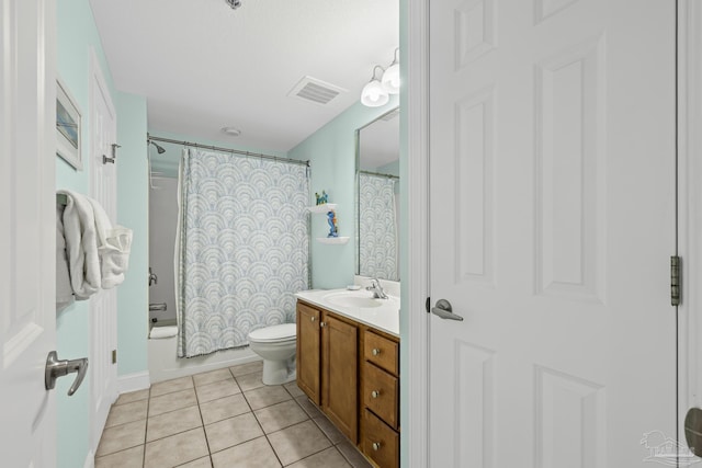 850 Ft Pickens Rd Unit 1230, Pensacola Beach, FL 32561 - full bath with vanity, shower / bathtub combination with curtain, toilet, and tile patterned flooring