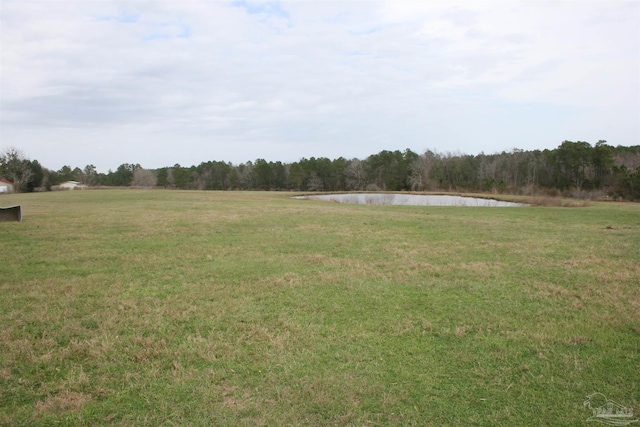 view of yard with a water view