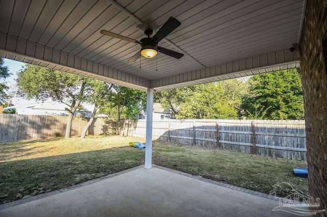 view of patio with ceiling fan