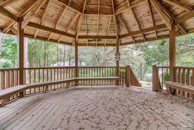 wooden deck with a gazebo