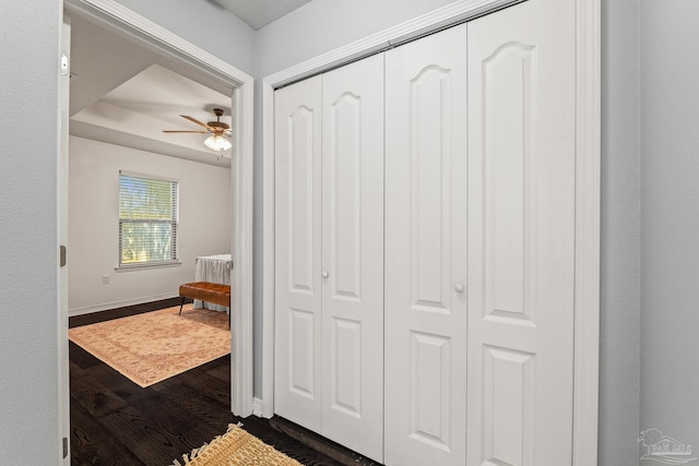 hall featuring dark hardwood / wood-style floors