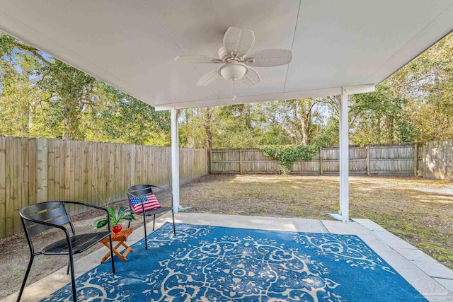 view of patio with ceiling fan