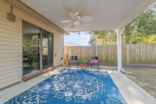 view of patio with ceiling fan