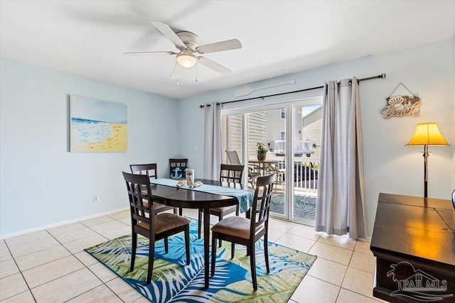 1440 Paradise Point Dr Unit 13, Navarre Beach, FL 32566 - dining area with light tile patterned floors and ceiling fan