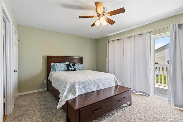 1440 Paradise Point Dr Unit 13, Navarre Beach, FL 32566 - bedroom featuring carpet floors, a ceiling fan, and access to outside
