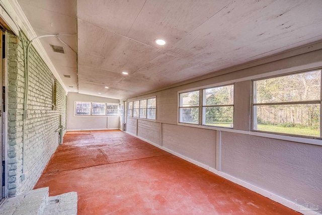 view of unfurnished sunroom