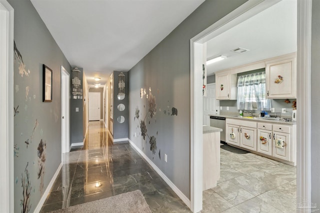 2188 Janet St, Navarre, FL 32566 - hall with light marble finish floors and baseboards