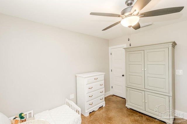 bedroom featuring ceiling fan