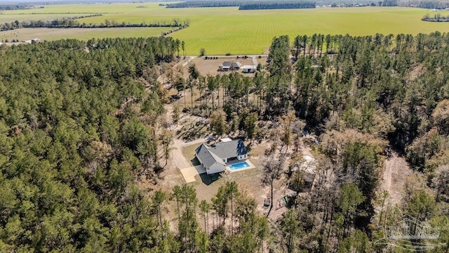 aerial view with a rural view