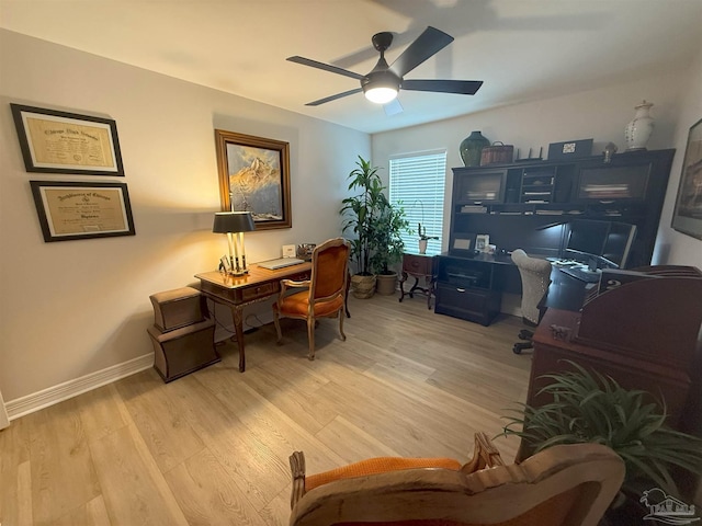 1450 N 11th Ave, Pensacola, FL 32503 - home office with light wood-style floors and ceiling fan