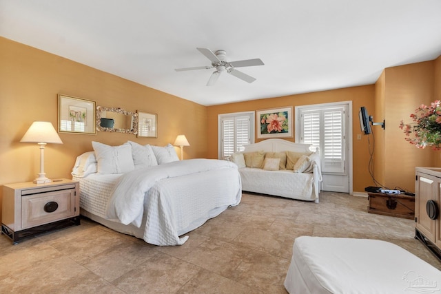 bedroom featuring ceiling fan