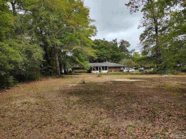 view of yard featuring a view of trees