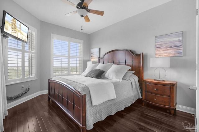 13621 Perdido Key Dr Unit 1504-E, Perdido Key, FL 32507 - bedroom featuring baseboards, a ceiling fan, and hardwood / wood-style floors