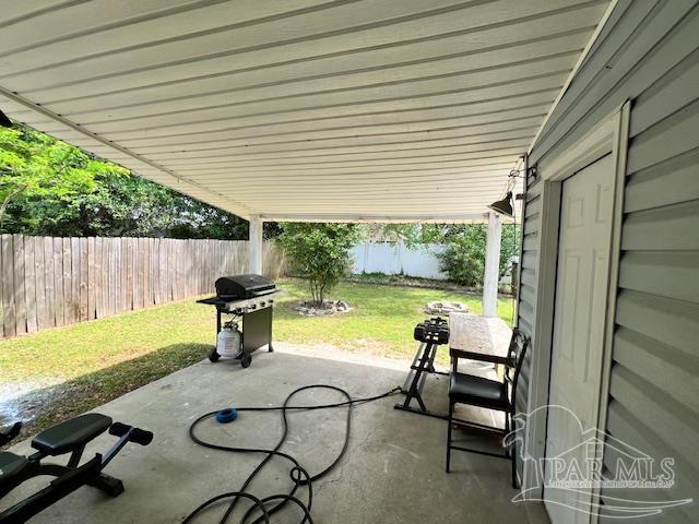 view of patio / terrace featuring grilling area and a fenced backyard