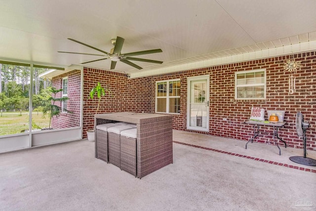 view of patio with ceiling fan