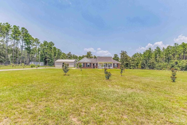 ranch-style house with a front lawn