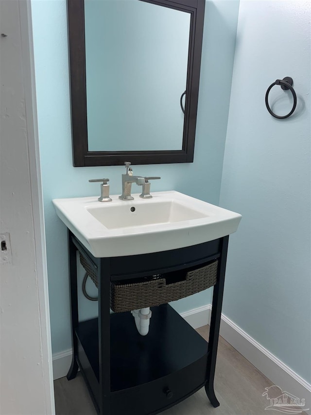 bathroom featuring wood-type flooring