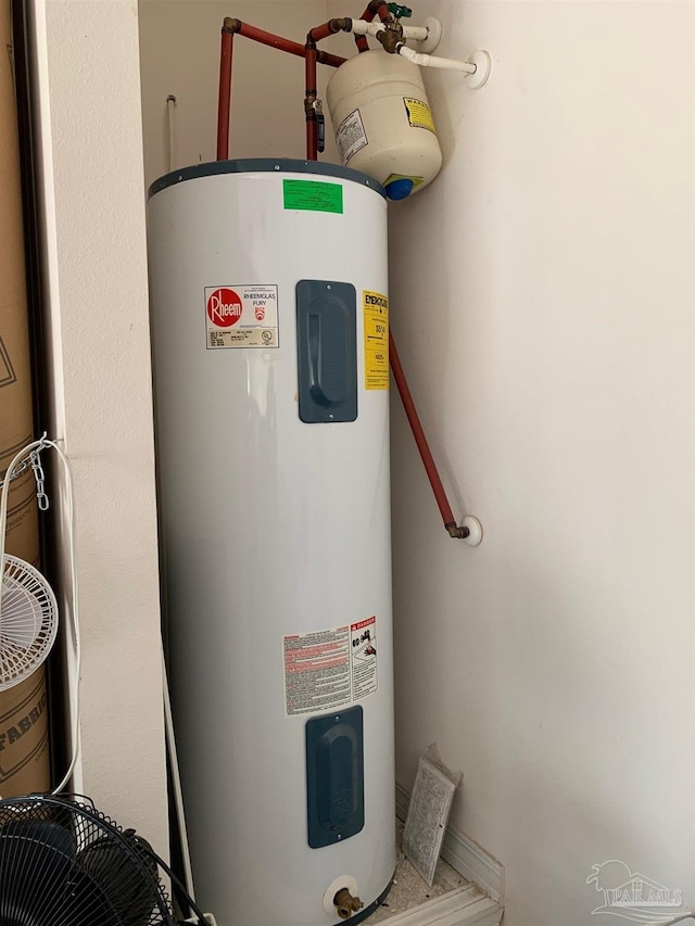 utility room with water heater