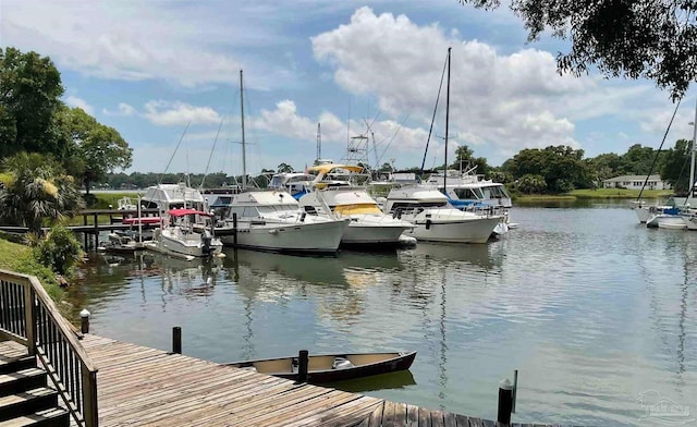 view of dock featuring a water view