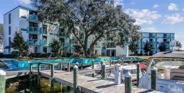 view of dock featuring a water view