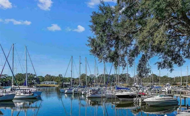 dock area featuring a water view