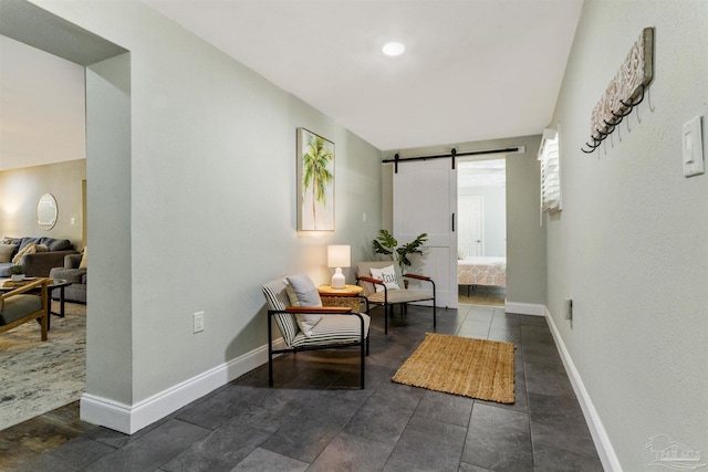 hallway with a barn door