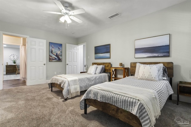 bedroom with carpet and ceiling fan