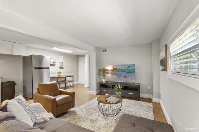 living room featuring light hardwood / wood-style flooring