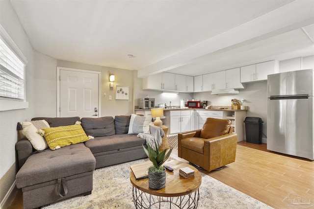 living room featuring light wood-type flooring