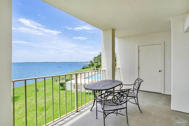 balcony with a water view