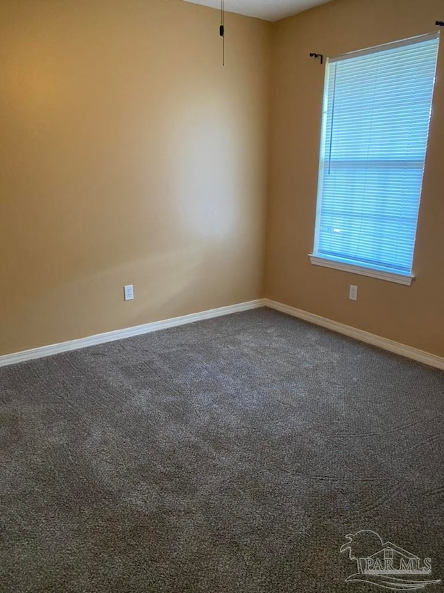 spare room with carpet floors and ceiling fan