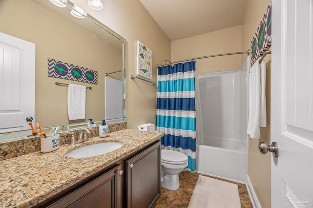 8847 Salt Grass Dr, Pensacola, FL 32526 - bathroom featuring vanity, tile patterned floors, toilet, and shower / tub combo with curtain