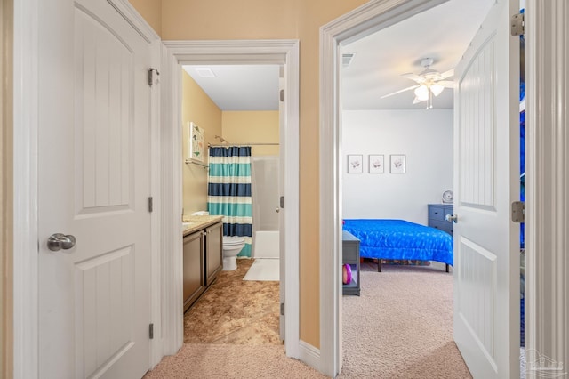 8847 Salt Grass Dr, Pensacola, FL 32526 - hallway with light carpet