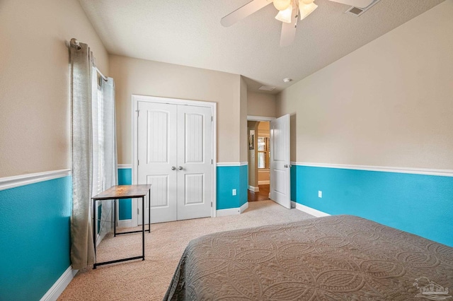 8847 Salt Grass Dr, Pensacola, FL 32526 - carpeted bedroom featuring a closet, a ceiling fan, baseboards, and visible vents